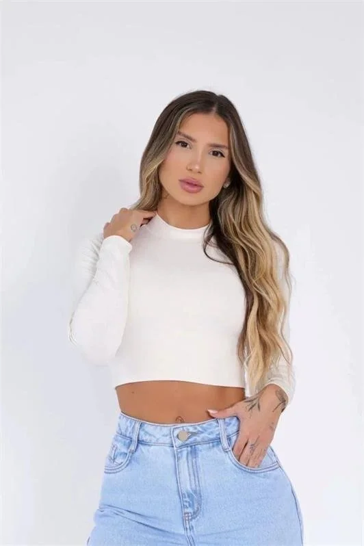 Cropped Manga Longa Gola Alta Charlote