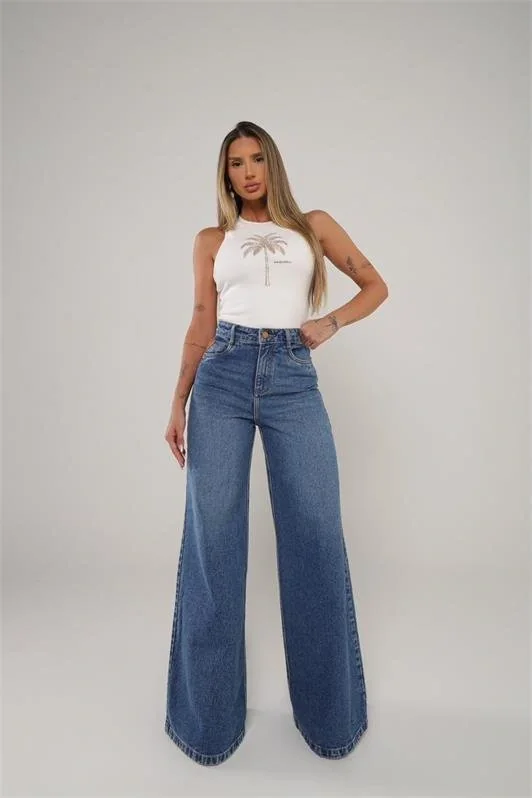 Calca Palazzo Jeans
