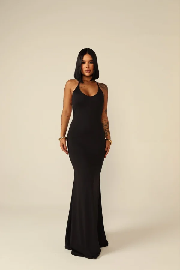 Vestido Longo de Alcinha Camila Preto