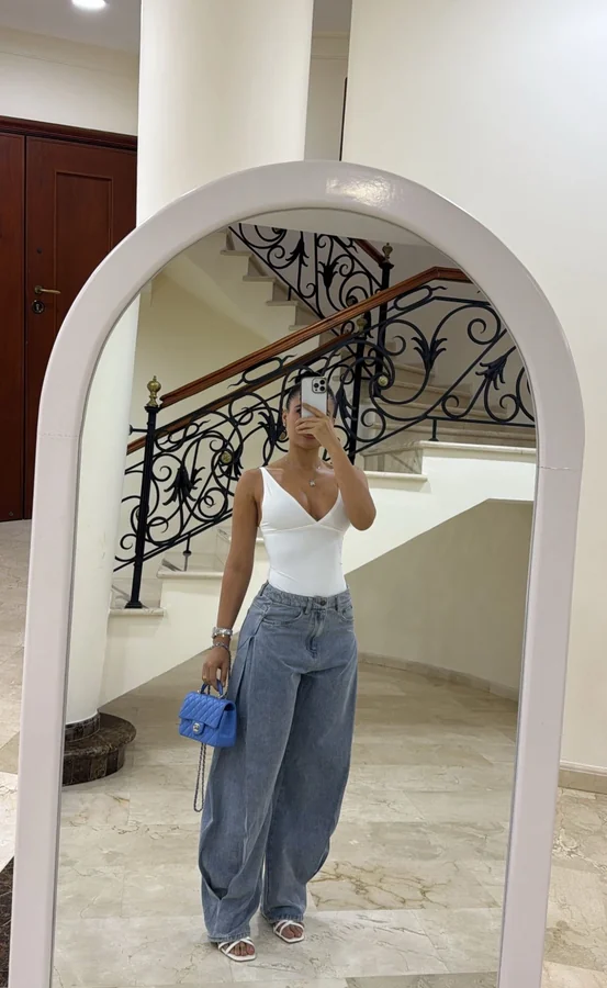 Conjunto Calça Jeans Balone + Body Branco
