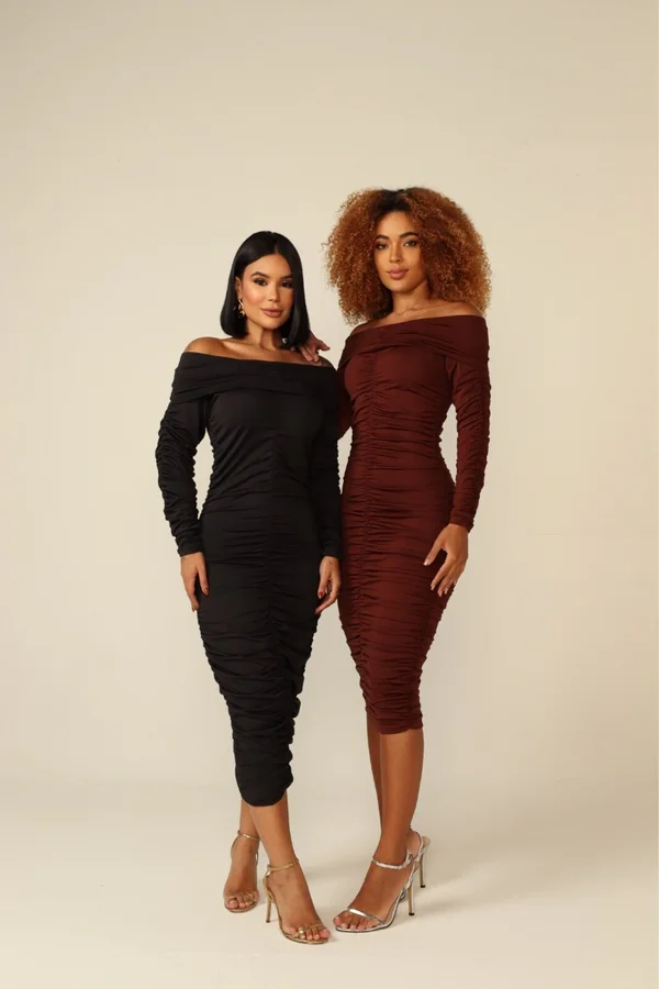 Vestido Midi Franzido Musa