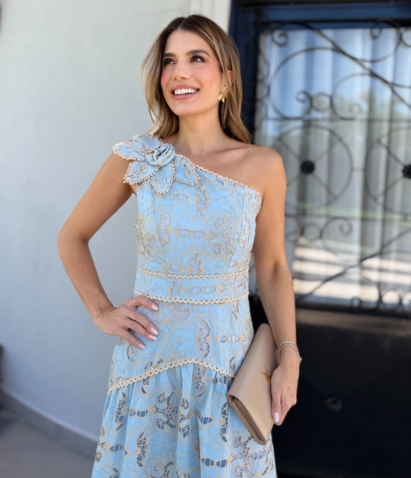 Vestido Midi Um Ombro So Azul — vista 1