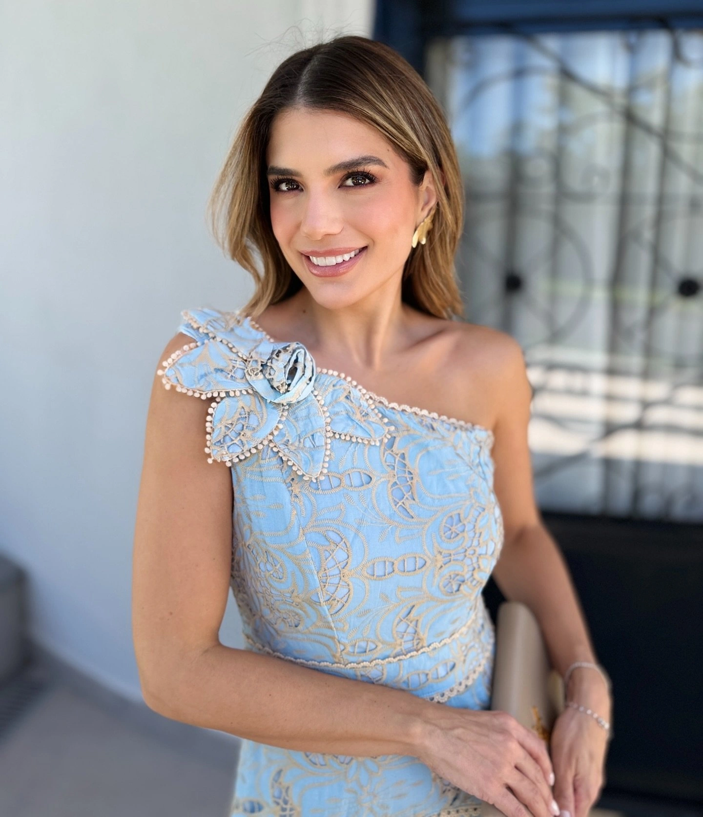 Vestido Midi Um Ombro So Azul — vista 2