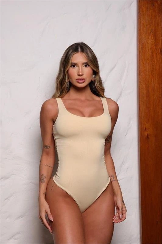 Body Alça Larga Canelado Decote Redondo Aline — vista 1
