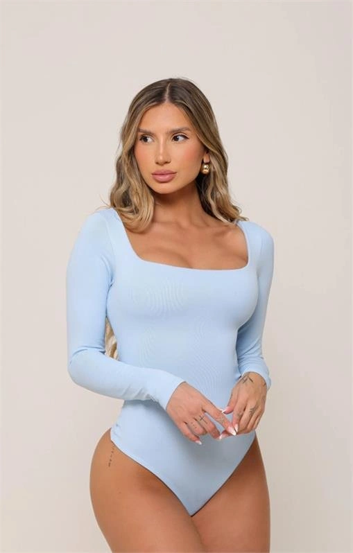 Body Manga Longa Decote Quadrado Celine — vista 1